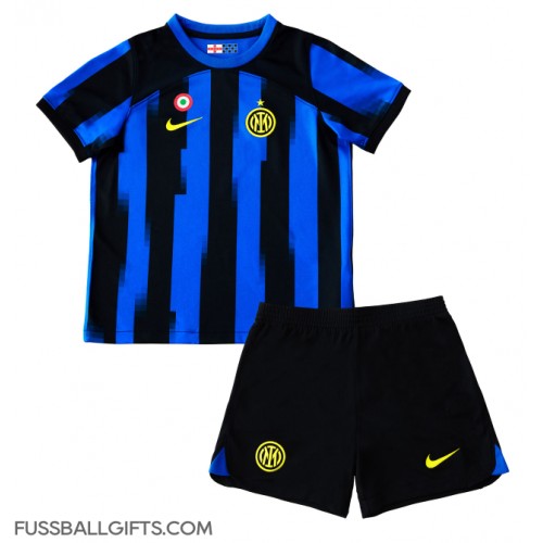 Inter Milan Fußballbekleidung Heimtrikot Kinder 2023-24 Kurzarm (+ kurze hosen)